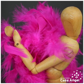 BOA DE PLUMAS FUCSIA DE PAVO Y MARABÚ 190cm