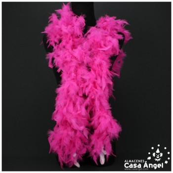 BOA DE PLUMAS FUCSIA FLUOR DE PAVO Y MARABÚ 190cm