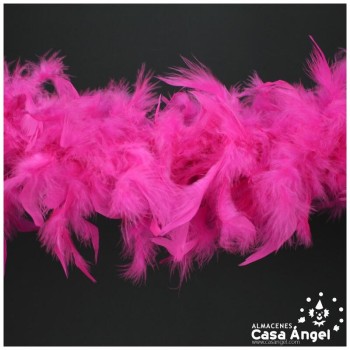 BOA DE PLUMAS FUCSIA FLUOR DE PAVO Y MARABÚ 190cm
