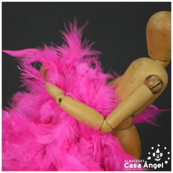 BOA DE PLUMAS FUCSIA FLUOR DE PAVO Y MARABÚ 190cm