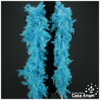 BOA DE PLUMAS TURQUESA DE PAVO Y MARABÚ 190cm