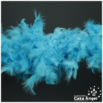 BOA DE PLUMAS TURQUESA DE PAVO Y MARABÚ 190cm
