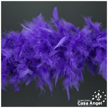 BOA DE PLUMAS MORADA DE PAVO Y MARABÚ 190cm