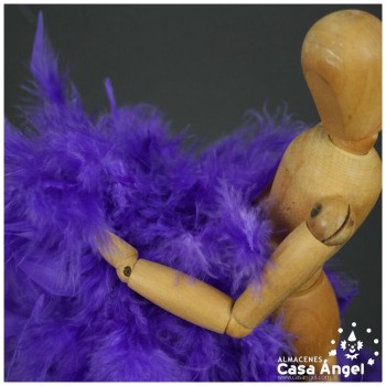 BOA DE PLUMAS MORADA DE PAVO Y MARABÚ 190cm