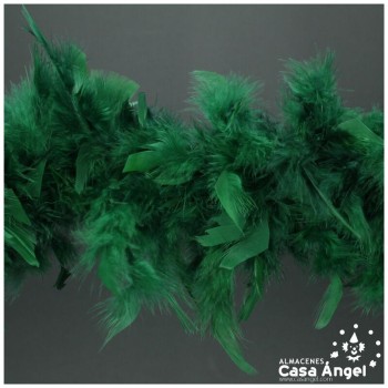 BOA DE PLUMAS VERDE OSCURO DE PAVO Y MARABÚ 190cm