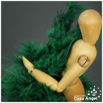 BOA DE PLUMAS VERDE OSCURO DE PAVO Y MARABÚ 190cm