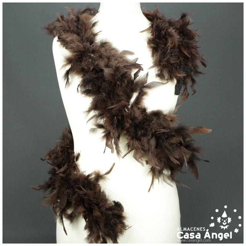BOA DE PLUMAS MARRÓN DE PAVO Y MARABÚ 190cm