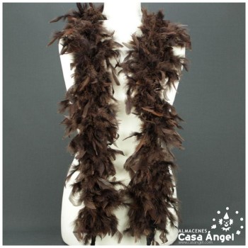 BOA DE PLUMAS MARRÓN DE PAVO Y MARABÚ 190cm
