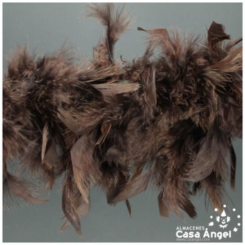 BOA DE PLUMAS MARRÓN DE PAVO Y MARABÚ 190cm