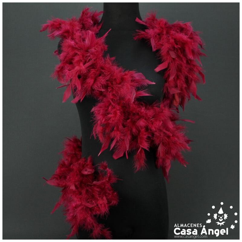 BOA DE PLUMAS GRANATE DE PAVO Y MARABÚ 190cm