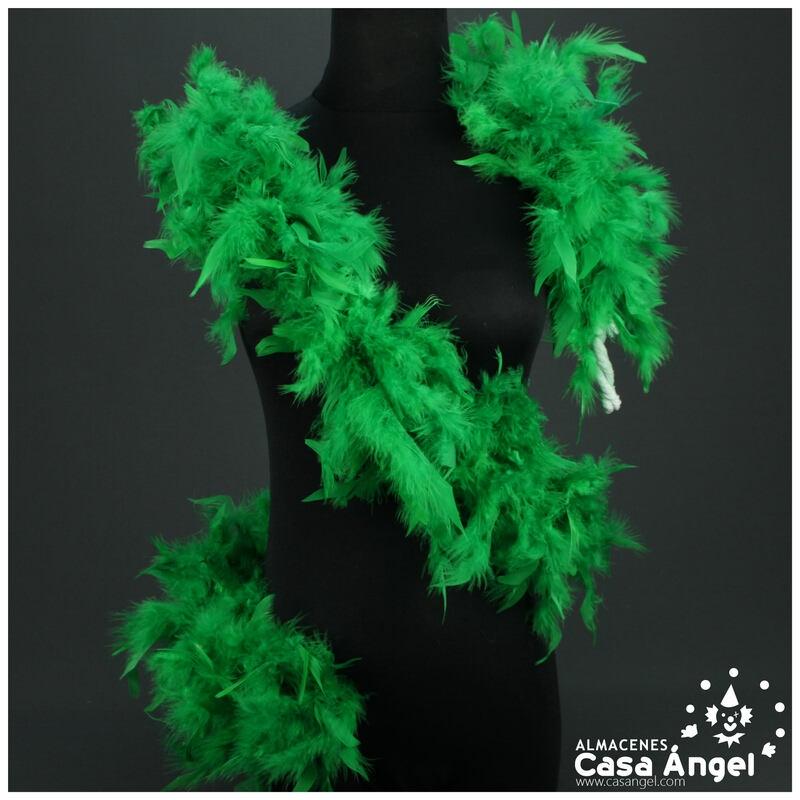 BOA DE PLUMAS VERDE DE PAVO Y MARABÚ 190cm