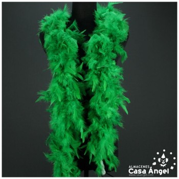 BOA DE PLUMAS VERDE DE PAVO Y MARABÚ 190cm