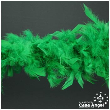 BOA DE PLUMAS VERDE DE PAVO Y MARABÚ 190cm