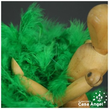 BOA DE PLUMAS VERDE DE PAVO Y MARABÚ 190cm