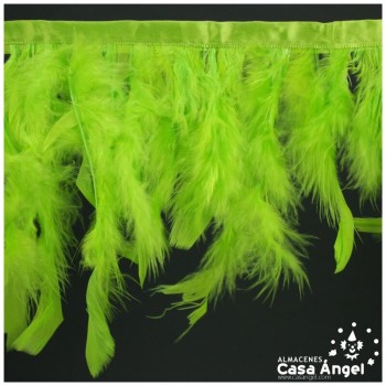 FLECO DE PLUMÓN VERDE PISTACHO DE OCA DOBLE CAPA CINTA DE SATÉN 15cm