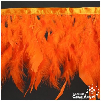 FLECO DE PLUMÓN NARANJA DE OCA DOBLE CAPA CINTA DE SATÉN 15cm