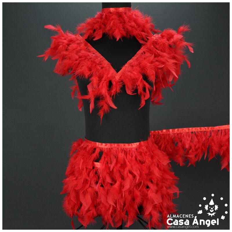 FLECO DE PLUMÓN ROJO DE OCA DOBLE CAPA CINTA DE SATÉN 15cm