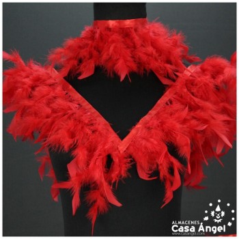 FLECO DE PLUMÓN ROJO DE OCA DOBLE CAPA CINTA DE SATÉN 15cm
