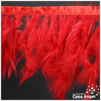 FLECO DE PLUMÓN ROJO DE OCA DOBLE CAPA CINTA DE SATÉN 15cm