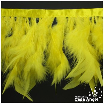 FLECO DE PLUMÓN AMARILLO DE OCA DOBLE CAPA CINTA DE SATÉN 15cm