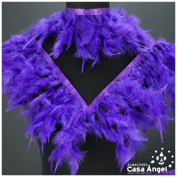 FLECO DE PLUMÓN MORADO DE OCA DOBLE CAPA CINTA DE SATÉN 15cm