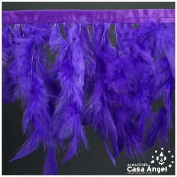 FLECO DE PLUMÓN MORADO DE OCA DOBLE CAPA CINTA DE SATÉN 15cm