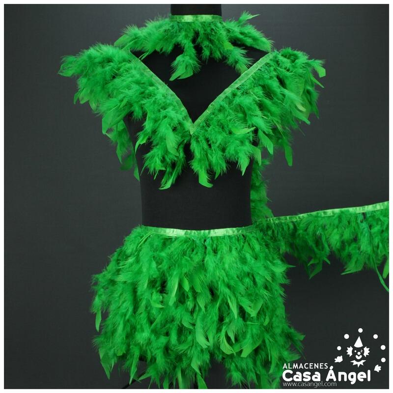 FLECO DE PLUMÓN VERDE DE OCA DOBLE CAPA CINTA DE SATÉN 15cm