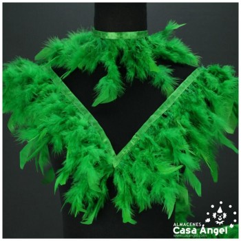 FLECO DE PLUMÓN VERDE DE OCA DOBLE CAPA CINTA DE SATÉN 15cm
