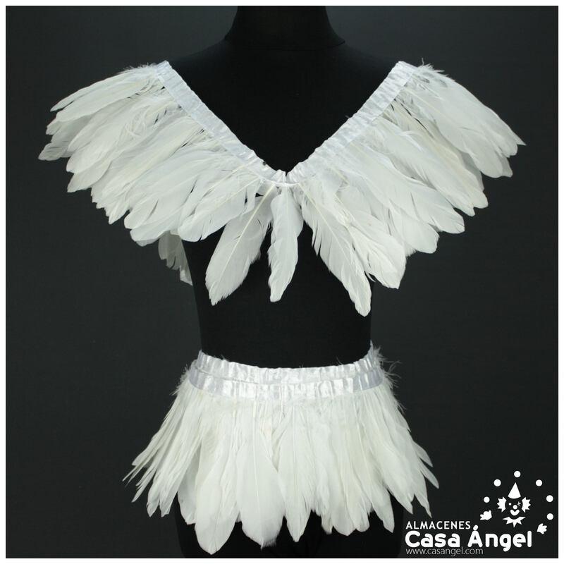 FLECO DE PLUMAS BLANCO DE OCA SOBRE CINTA DE RASO 18cm