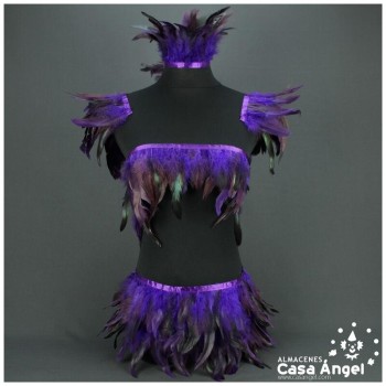 FLECO DE PLUMAS DE GALLO SEMITINTADAS MORADO 10-15cm