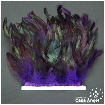 FLECO DE PLUMAS DE GALLO SEMITINTADAS MORADO 10-15cm