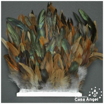 FLECO DE PLUMAS DE GALLO SEMITINTADAS NRATURAL 10-15cm
