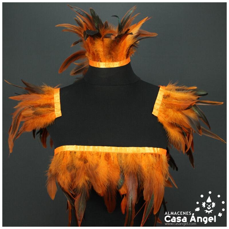FLECO DE PLUMAS DE GALLO SEMITINTADAS NARANJA 10-15cm