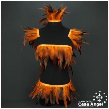 FLECO DE PLUMAS DE GALLO SEMITINTADAS NARANJA 10-15cm