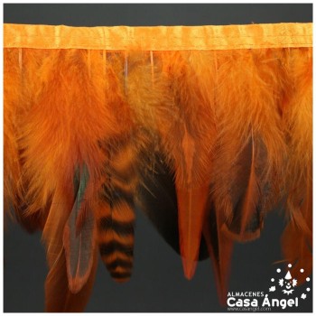 FLECO DE PLUMAS DE GALLO SEMITINTADAS NARANJA 10-15cm