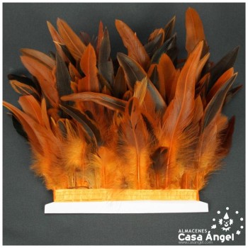 FLECO DE PLUMAS DE GALLO SEMITINTADAS NARANJA 10-15cm