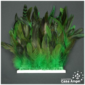 FLECO DE PLUMAS DE GALLO SEMITINTADAS VERDE 10-15cm