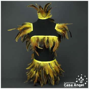 FLECO DE PLUMAS DE GALLO SEMITINTADAS AMARILLO 10-15cm