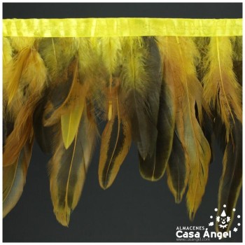 FLECO DE PLUMAS DE GALLO SEMITINTADAS AMARILLO 10-15cm