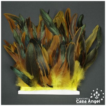 FLECO DE PLUMAS DE GALLO SEMITINTADAS AMARILLO 10-15cm