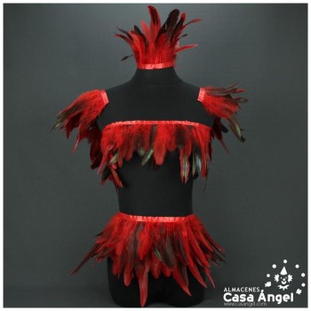FLECO DE PLUMAS DE GALLO SEMITINTADAS ROJO 10-15cm