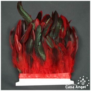 FLECO DE PLUMAS DE GALLO SEMITINTADAS ROJO 10-15cm