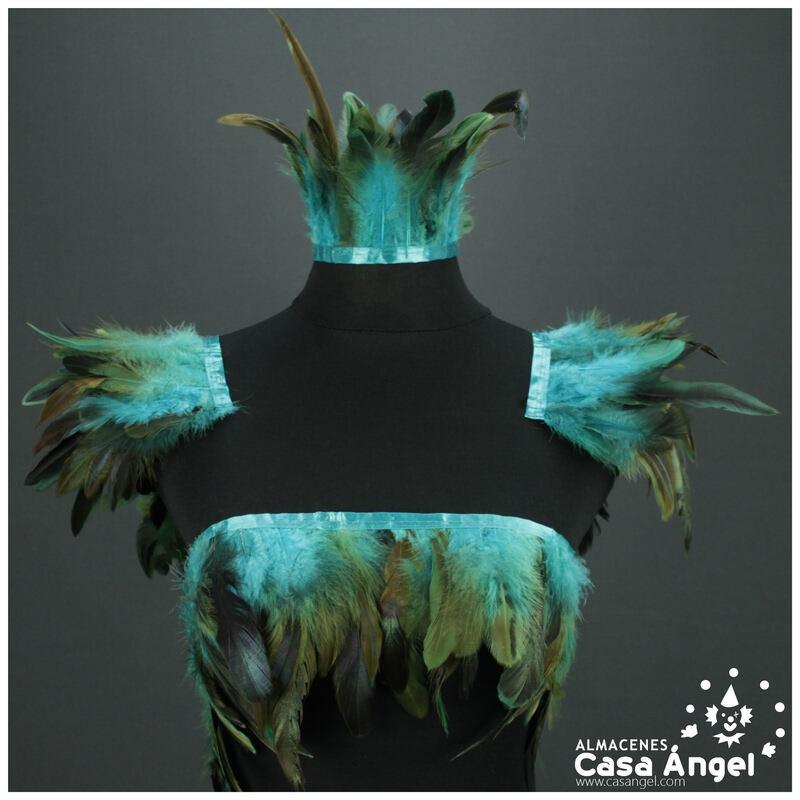 FLECO DE PLUMAS DE GALLO SEMITINTADAS TURQUESA 10-15cm