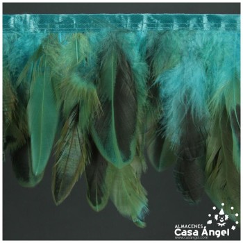 FLECO DE PLUMAS DE GALLO SEMITINTADAS TURQUESA 10-15cm