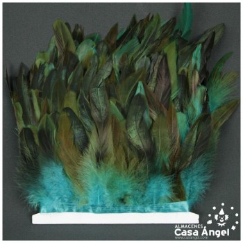 FLECO DE PLUMAS DE GALLO SEMITINTADAS TURQUESA 10-15cm