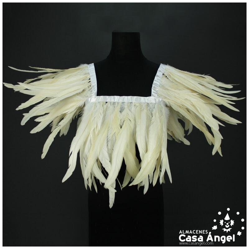 FLECO DE PLUMAS DE 30cm BLANCO DE GALLO BLANQUEADAS Y TINTADAS 200cm