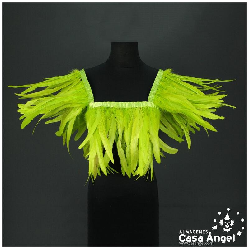 FLECO DE PLUMAS DE 30cm PISTACHO DE GALLO BLANQUEADAS Y TINTADAS 200cm
