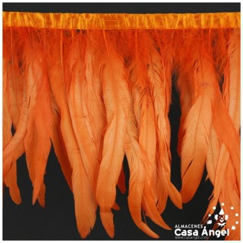 FLECO DE PLUMAS DE 30cm NARANJA DE GALLO BLANQUEADAS Y TINTADAS 200cm