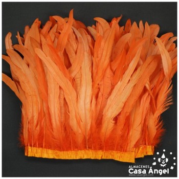 FLECO DE PLUMAS DE 30cm NARANJA DE GALLO BLANQUEADAS Y TINTADAS 200cm