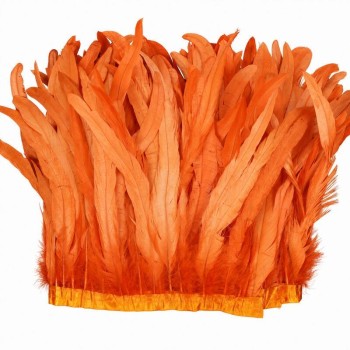 FLECO DE PLUMAS DE 30cm NARANJA DE GALLO BLANQUEADAS Y TINTADAS 200cm